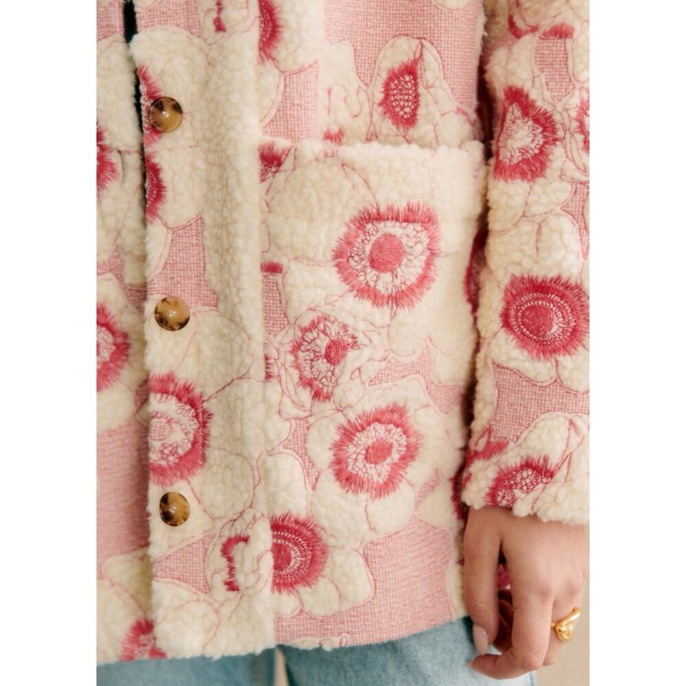 Sezane Nael Oversized Ecru Rosewood Jacket Coat French Casual Size 8 NWT - Picture 11 of 11